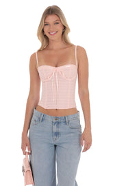 Bow Mesh Bustier in Pink
