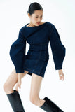 Cosmala Denim Long Sleeve Mini Dress Indigo Blue
