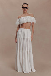 Autumn Off Shoulder Broderie Top White