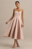 Mally Rose Pink Satin Sweetheart A Line Midi Dress