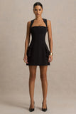 Mollie Black Square Neck Tailored Micro Mini Dress