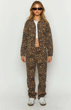 Lioness Carmela Leopard Print Straight Leg Jeans