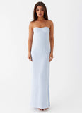 Esra Linen Strapless Maxi Dress Blue