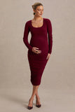 Saffron Berry Scoop Neck Maternity Midi Dress