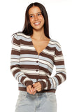 Misha Brown and Blue Stripe Button Down Cardigan