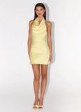 Soft Focus Cowl Neck Mini Dress Yellow
