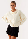Dorian Button Knit Sweater Ivory