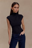 Freesia High Neck Sleeveless Top Black