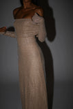 Marcel Off Shoulder Diamante Maxi Dress Nude