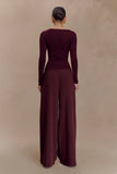 Culver Draped Twist Knit Top Wine