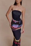 Madison Strapless Slinky Maxi Dress Multi Fluid Reverie Print