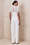 Liliana White High Neck Jumpsuit With Lace Detailing