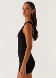 Take Five Summer Knit Mini Dress Black