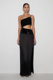 Athena One Shoulder Diamante Maxi Dress Black