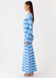 Late Night Calls Knit Maxi Dress Cerulean