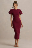 Dakota Burgundy Puff Sleeve Midi Dress