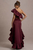 Ruby Merlot Satin High Low Maxi Skirt