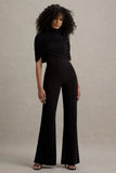 Isoline Black Twist Cape Flared Leg Jumpsuit