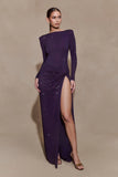 Deanna Long Sleeve Diamante Maxi Dress Purple