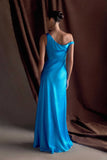 Jacinta One Shoulder Maxi Dress Cyan Blue