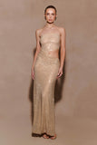 Starla Strapless Diamante Maxi Dress Gold