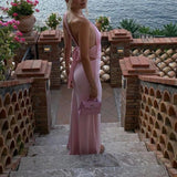Women Sexy Backless Dress Halter Cut Out Bodycon Maxi Dresses Wedding Guest Beach Vacation