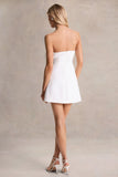 Daffodil White Bandeau Mini Dress With Large Floral Corsage