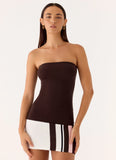 Straight Lines Knit Mini Dress Chocolate