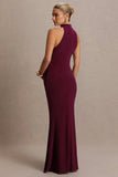 Kaia Burgundy Halter Neck Maternity Dress