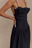 Janis Cotton Frill Maxi Dress Black