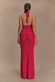Reece Halter Knit Maxi Dress Dragonfruit
