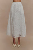 Arla Broderie Midi Skirt White
