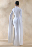 Esme White Square Neck Maxi Dress With Cape Sleeves