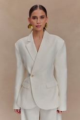 Jameson Cinched Linen Blazer Oat Marle