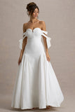 Ethel White Cream Bardot Maxi Dress With Volume Skirt