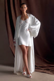 Sullivan Satin Bridal Robe With Lace Ivory