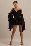 Anaya Black Chiffon Playsuit With Long Sleeves