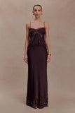 Nina Satin And Lace Maxi Skirt Chocolate