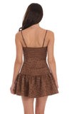Floral Double Bow Drop Waist Dress in Brown
