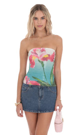 Floral Sequin Top in Tropical Print