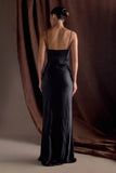 Lilly Sweetheart Satin Maxi Dress Black