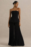 Feeling Good Black Bandeau Jumpsuit With Pleated Trouser