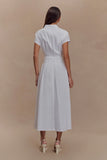 Aysha Buttoned Linen Midi Dress White