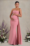 Christina Blush Pink Bandeau Sleeveless Maternity Maxi Dress With Cape
