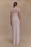 Wyatt Slinky And Mesh Maxi Dress Pale Pink