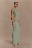 Callen One Shoulder Slinky Maxi Dress Sage