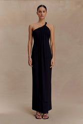 Philippa Knotted Crepe Maxi Dress Black