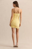 Merisse Lemon Bandeau Mini Dress With Ruched Detailing