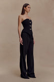 Fatima Satin Straight Leg Pant Black