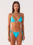 Natti Shell Halter Bikini Top Turquoise Blue
